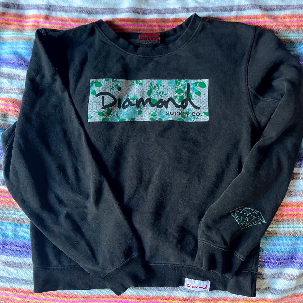 Vintage Diamond Supply Co. floral logo pull over skatercore skate shop y2k sk8